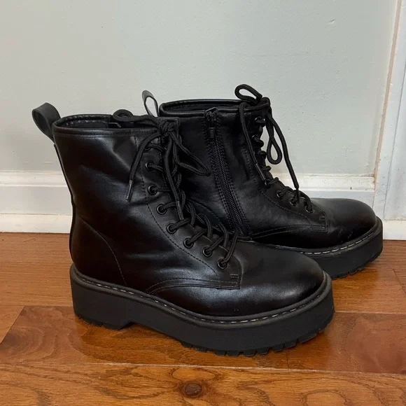 A New Day Black Platform Combat Boots - Picture 7 of 9